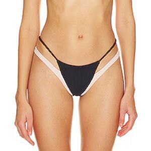 NWT Lovewave The Carra bikini Bottom Black Cream swimsuit Revolve M
